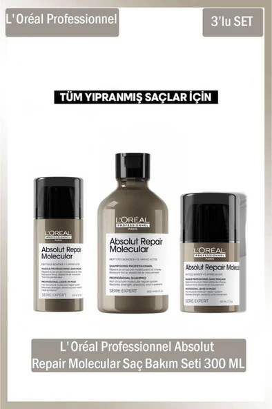 L'Oreal Professionnel Serie Expert Absolut Repair Molecular 300 ml Saç Bakım Seti ürün görseli 1