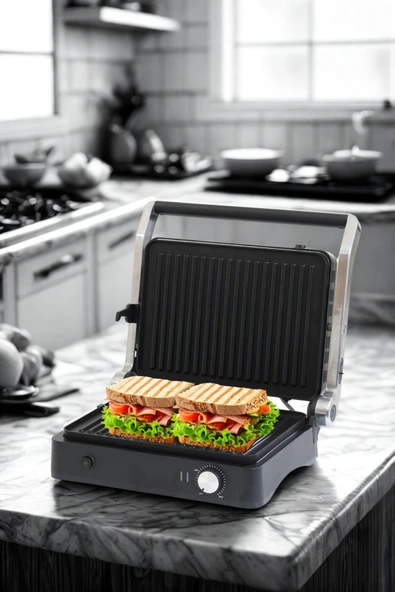 Primo Tost Makinesi | 2000W Güç | Yapışmaz Plaka | Yağ Hazneli Termostatlı Tost Makinası ürün görseli 1