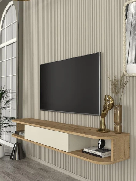 Dekorister Cross Tv Sehpası Sepet - Kumtaşı 150 cm ürün görseli 1