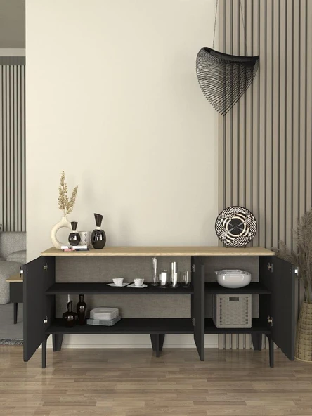 Pedro Konsol Antrasit - Rota 150cm - Resim 3