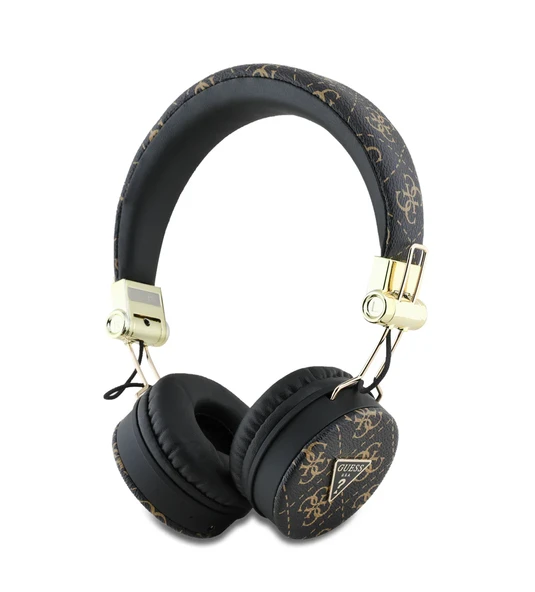 GUESS KULAK ÜSTÜ BLUETOOTH KULAK ÜSTÜ PU DESENLİ METAL ÜÇGEN LOGOLU SİYAH ürün görseli 1