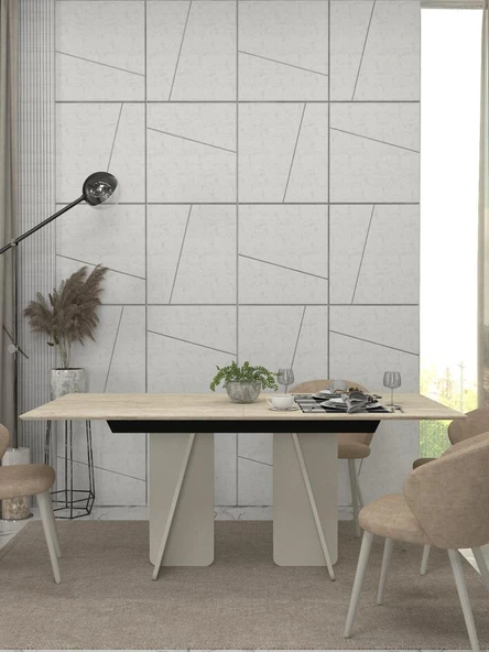 Dekorister Sevilla Yemek Masası Kumtaşı - Traverten 180cm ürün görseli 1