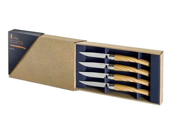 Opinel Chic 4'lü Et Bıçağı Seti - Zeytin Ağacı (Olive Wood) ürün görseli 1