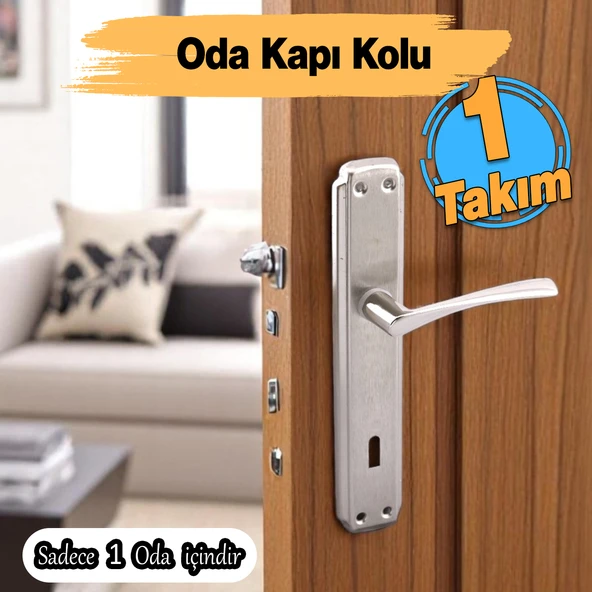 Oda Kapı Kolu Nikel İnox Aynalı Sağa Sola Uygun İç Dış Ahşap Pvc Metal Çelik Kapısı Tutamağı 1 Takım ürün görseli 1