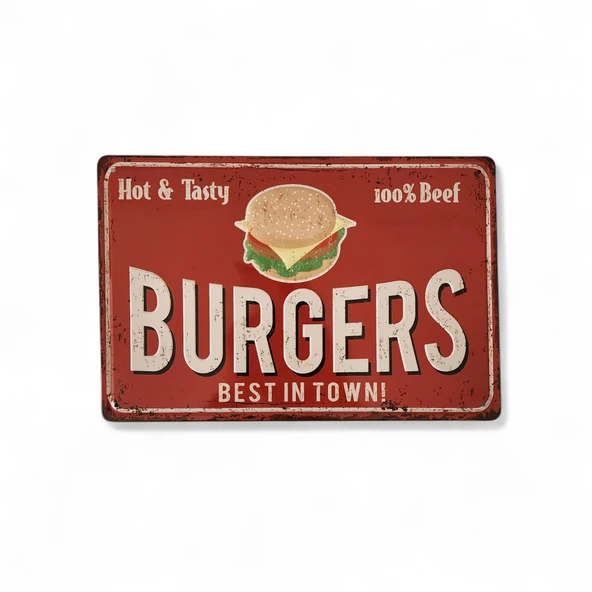 Metal Dekor Levha Burgers Best In Town ürün görseli 1
