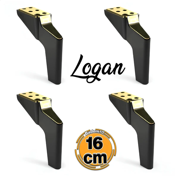Logan 4 Adet Set 16 Cm Siyah Altın Mobilya Tv Ünitesi Koltuk Kanepe Destek Ayağı Ayakları M8 Civata ürün görseli 1