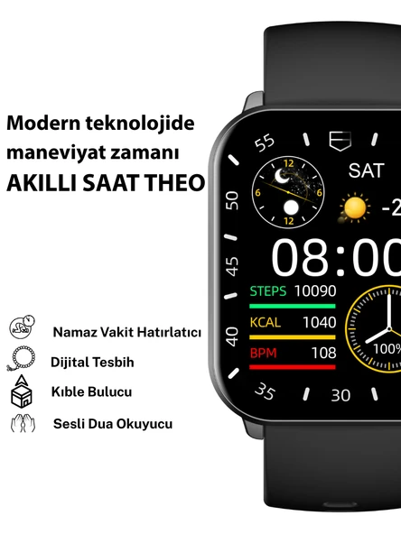 Theo Akıllı İslamik Saat Alüminyum Kasa Silikon Kordon ürün görseli 1