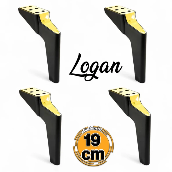 Logan 19 Cm Siyah Altın 4 Adet Set Mobilya Tv Ünitesi Konsol Koltuk Kanepe Destek Ayağı Ayakları M8 ürün görseli 1
