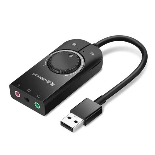 UGREEN 40964 CM129 Harici USB Ses Kartı Kablolu 15cm Kumanda Paneli OTG Desteği Geniş Uyumluluk ürün görseli 1