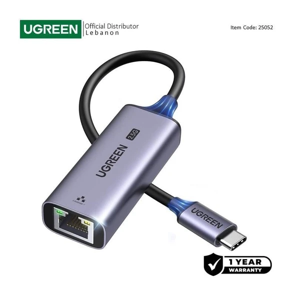 UGREEN 25052 CM648 Type-C USB-C to 10/100/1000Mbps RJ45 2.5G Ethernet Dönüştürücü ürün görseli 1