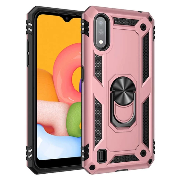 Gpack Samsung Galaxy A01 Kılıf Vega Standlı Yüzüklü MıknatıslıNano Glass ürün görseli 1
