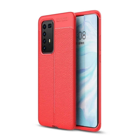Gpack Huawei P40 Pro Kılıf Niss Deri Görünümlü SilikonFull Ekran Koruyucu ürün görseli 1