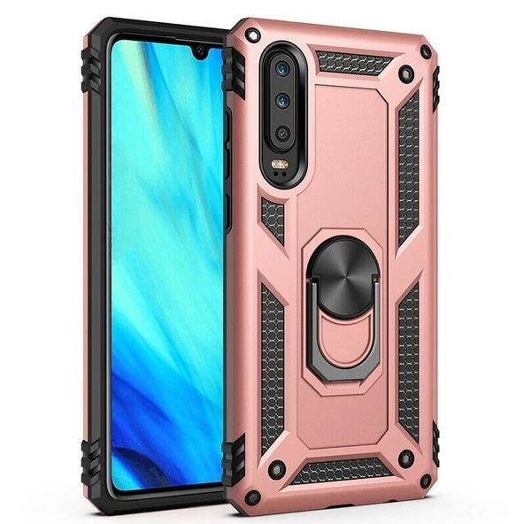 Gpack Huawei P Smart Pro 2019 Kılıf Tank Koruma Vega Standlı Yüzüklü Mıknatıslı ürün görseli 1