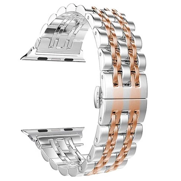 Gpack Apple Watch 3 4 5 38mm Kordon Çift Renk Metal Kordon Çıtçıtlı KRD 14 ürün görseli 1