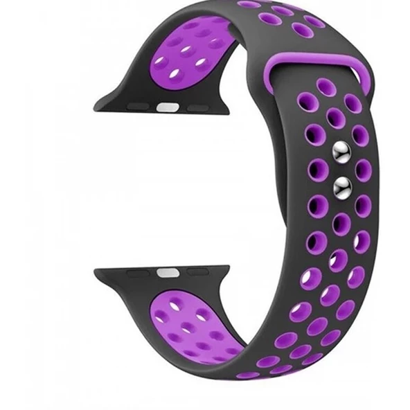 Gpack Apple Watch SE 44 mm Kordon Delikli Çift Renk Silikon ürün görseli 1
