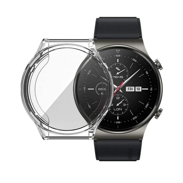 Gpack Huawei Watch GT 2 Pro Kordon Önü Kapalı  Silikon Renksiz ürün görseli 1
