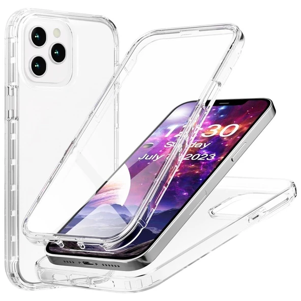 Gpack Apple iPhone 12 Pro Max Kılıf Ön Arka  Silikon Koruma Renksiz ürün görseli 1