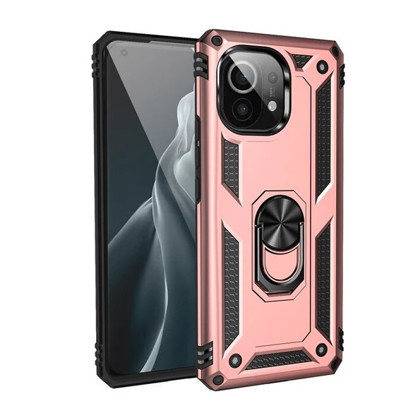 Gpack Xiaomi Mi 11 Lite Kılıf Vega Tank Standlı Yüzüklü MıknatıslıNano Glass ürün görseli 1