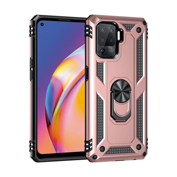 Gpack Oppo Reno 5 Lite Kılıf Vega Tank Standlı Yüzüklü Mıknatıslı ürün görseli 1