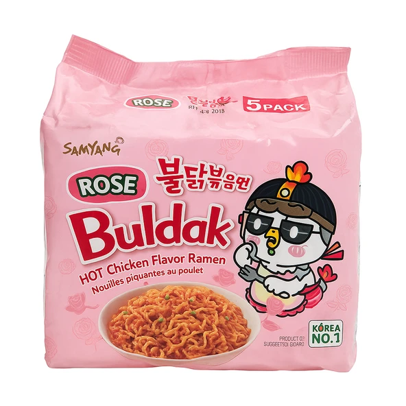 Samyang Buldak Rose Hot Chicken Flavor Ramen 5li Paket ürün görseli 1
