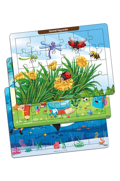 kutuTR Çocuklar Için Eğitici Ve Öğretici Ahşap 24 Parça Renkli Puzzle 3lü Set 4 ürün görseli 1