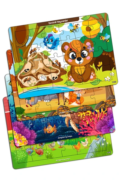 kutuTR Notpa Çocuklar Için Eğitici Ve Öğretici Ahşap Renkli Puzzle 4lü Set 3 ürün görseli 1