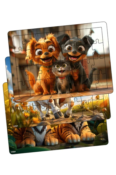 kutuTR Çocuklar Için Eğitici Ve Öğretici Ahşap 32 Parça Renkli Puzzle 3lü Set 322 ürün görseli 1