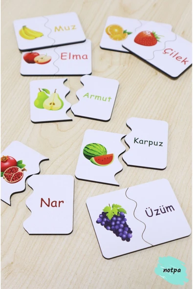 kutuTR Notpa Zeka Kartı 'Meyveler Öğreniyorum Seti' 16 parça (8 adet ikili) ürün görseli 1