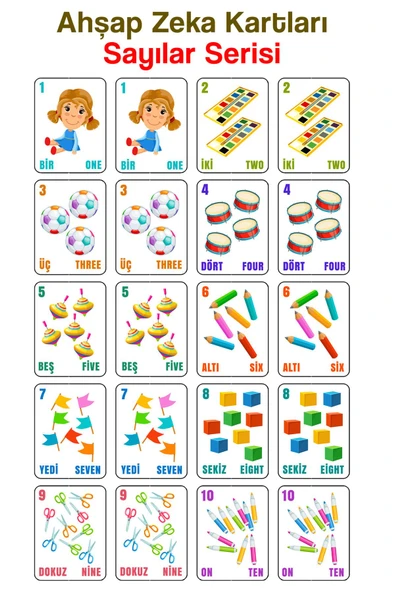 kutuTR Notpa 20 Parça Sayılar Serisi Zeka Kartları Eşleştirme Oyunu Hafıza Kartı Ahşap Eğitici Puzzle ürün görseli 1