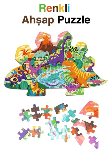 kutuTR Notpa Dinazor Serisi 2 Ahşap Puzzle +5 yaş ve Yetişkinler Yapboz 49x30cm 258 Parça ürün görseli 1