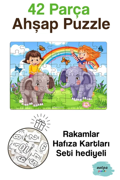 kutuTR NOTPA Eğitici ve Öğretici AHŞAP Renkli Yapboz 42 Parça Puzzle 3 KY42-003 Hafıza Kart Seti Hediyeli ürün görseli 1