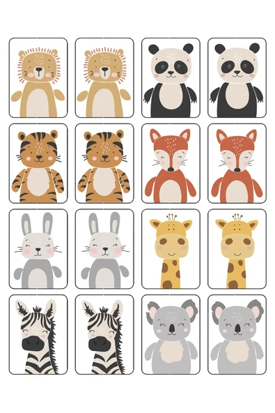 kutuTR Notpa 16 Parça Hayvanlar Zeka Kartları Eşleştirme Oyunu Hafıza Kartı Ahşap Eğitici Puzzle Hyv 2 ürün görseli 1