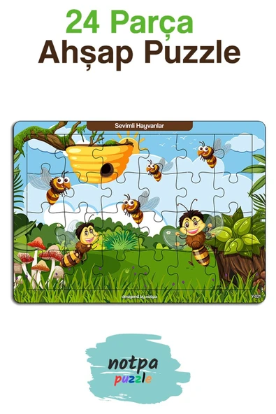 kutuTR NOTPA Çocuklar İçin Eğitici ve Öğretici Ahşap Renkli 18x25 Ebadında Puzzle Sevimli Hayvanlar TP ürün görseli 1