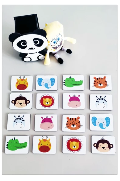 Notpa 16 Parça Hayvanlar Zeka Kartları Eşleştirme Oyunu Hafıza Kartı Ahşap Eğitici Puzzle Oyuncak ürün görseli 1
