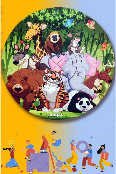 kutuTR Ahşap Hayvanlar Puzzle 41cm,mega Boy Renkli Hayvanlar Bebek, Çocuk Ve Okul Öncesi Için Puzzle ürün görseli 1