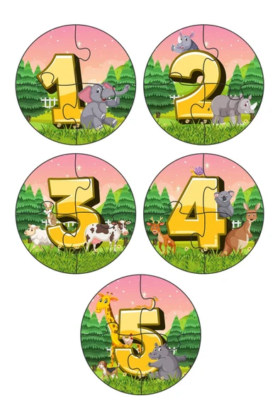 kutuTR İlk Puzzle'm Sevimli Hayvanlarile Rakamları Öğreniyorum  Serisi 10'lu Set ürün görseli 1