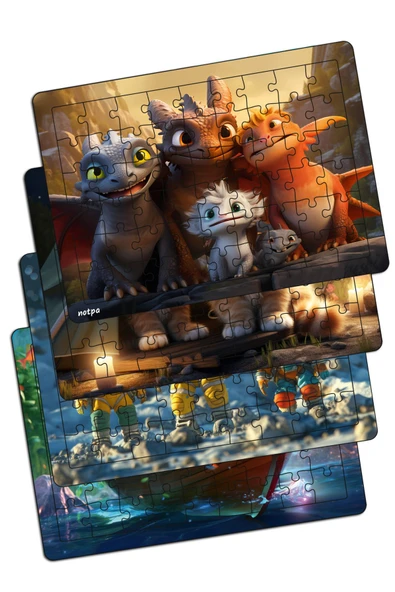 kutuTR Çocuklar Için Eğitici Ve Öğretici Ahşap 54 Parça Renkli Puzzle 4lü Set 541 ürün görseli 1