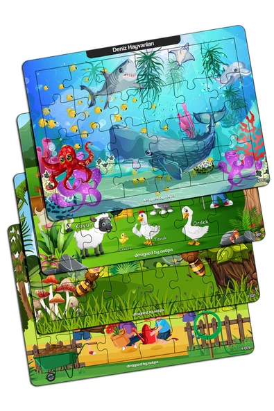 kutuTR Notpa Çocuklar I?çin 24 Parça Eğitici Ve Öğretici Ahşap Renkli Puzzle 4lü Set 1 ürün görseli 1