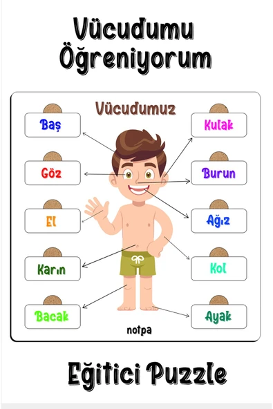 kutuTR Notpa Çocuklar İçin  Vücudumu Öpğreniyorum Eğitici Puzzle ürün görseli 1