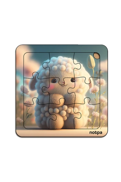 kutuTR Çocuklar İçin  Sevimli Hayvanlar Ahşap Renkli Yapboz 13x13 Ebadında Puzzle 9 Parça 3'lü Set 311 ürün görseli 1