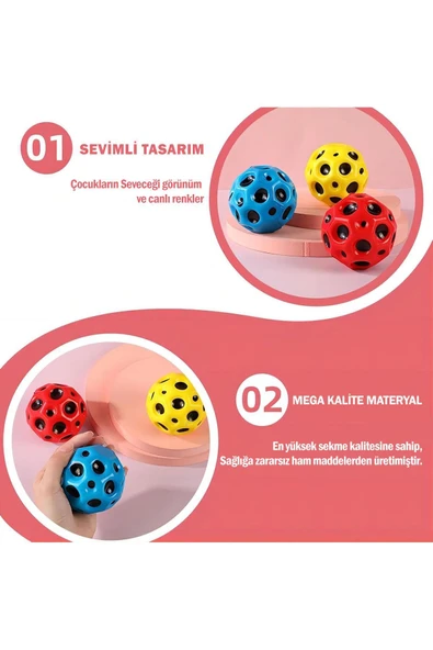 kutuTR En Yüksek Seken Uzay Topu Havuz Deniz Çocuk Oyuncak Stress Eğlence Oyuncağı Ay Topu ürün görseli 1