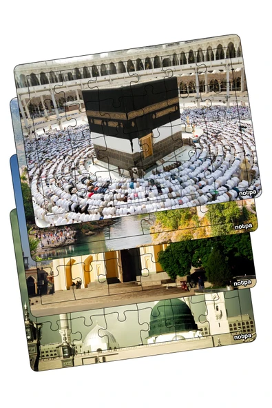 kutuTR NOTPA Çocuklar İçin Eğitici ve Öğretici Ahşap Renkli Yapboz 4lü Set İslam ve Medeniyet Serisi ürün görseli 1