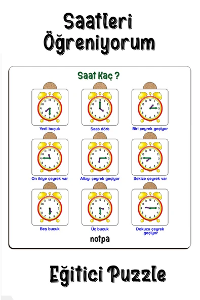 kutuTR Notpa Çocuklar İçin Saati Öğreniyorum Eğitici Puzzle ürün görseli 1