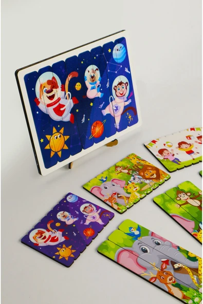 kutuTR Ahşap Çubuk Puzzle, 3lü Set Puzzle, , Montesorri Puzzle ÇB302 ürün görseli 1
