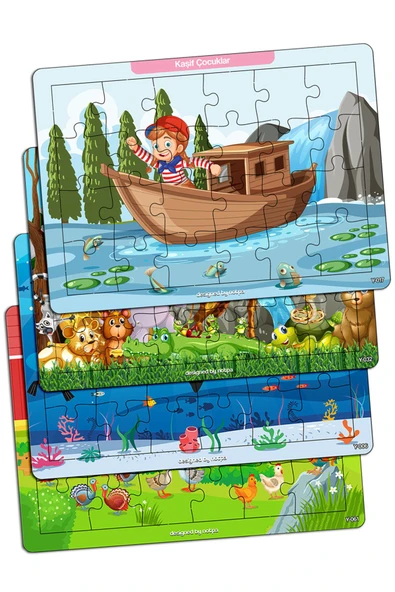 kutuTR Notpa Çocuklar Için Eğitici Ve Öğretici Ahşap 24 Parça Renkli Puzzle 4lü Set 10 ürün görseli 1