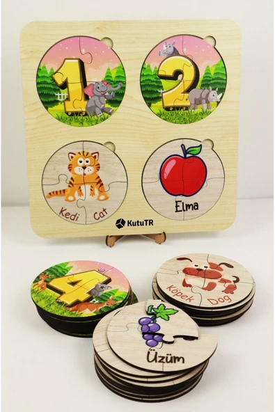 kutuTR İlk Puzzle'm Sevimli Hayvanlarile Rakamlar ve Meyveler 30'lu Set 30 Farklı Puzzle ürün görseli 1