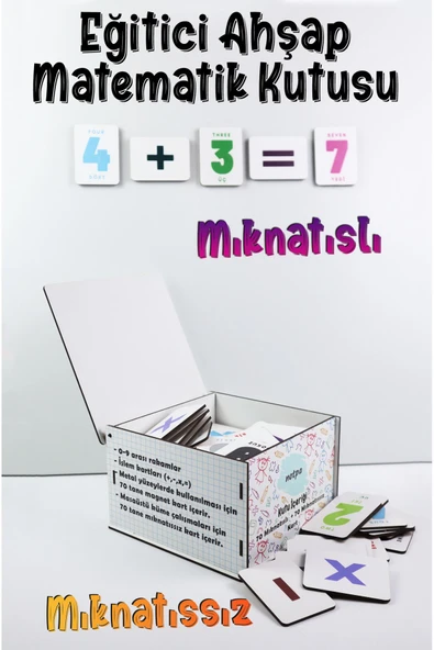 kutuTR Notpa Eğitici Ahşap Matematik Kutusu, Ahşap MAtematik Kartlar Ve Magnetler ürün görseli 1