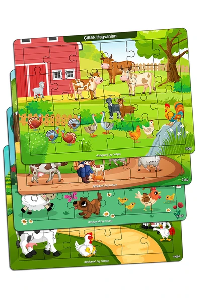 kutuTR Notpa Çocuklar Için Eğitici Ve Öğretici Ahşap 24 Parça Renkli Puzzle Sevimli Hayvanlar 4lü Set 16 ürün görseli 1