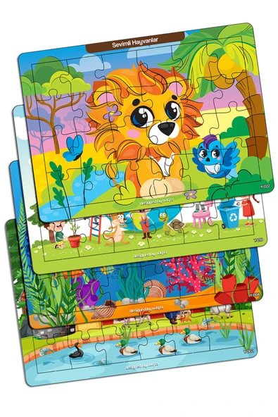kutuTR NOTPA Çocuklar İçin Eğitici ve Öğretici Ahşap Renkli Puzzle 4lü Set 2 ürün görseli 1