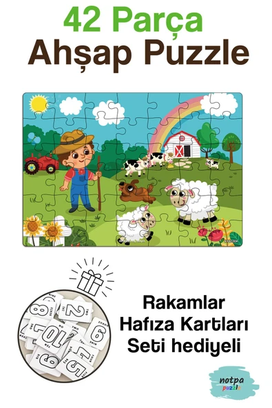 kutuTR Notpa Eğitici Ve Öğretici Ahşap Renkli Yapboz 42 Parça Puzzle 4 Ky42-004 Hafıza Kart Seti Hediyeli ürün görseli 1